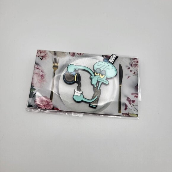 Spongebob SquarePants Squidward Tentacles Pouring Coffee Brooch/Pin - Picture 5 of 7